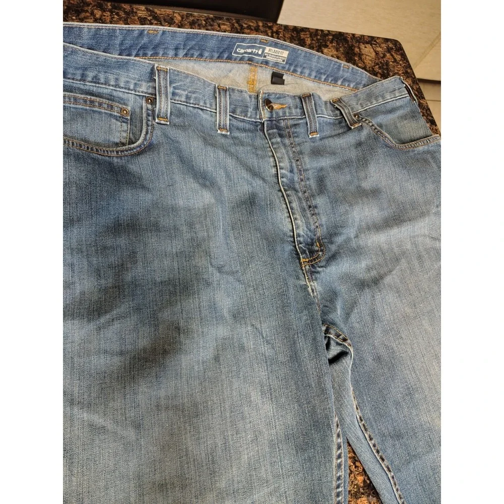 Carhartt Relaxed Fit Jeans Mens 44x34  Dark Wash Denim Work Wear